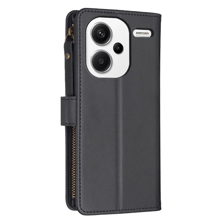 BF Style-19 for Xiaomi Redmi Note 13 Pro+ 5G Leather Wallet Case Zipper Pocket Stand Phone Cover