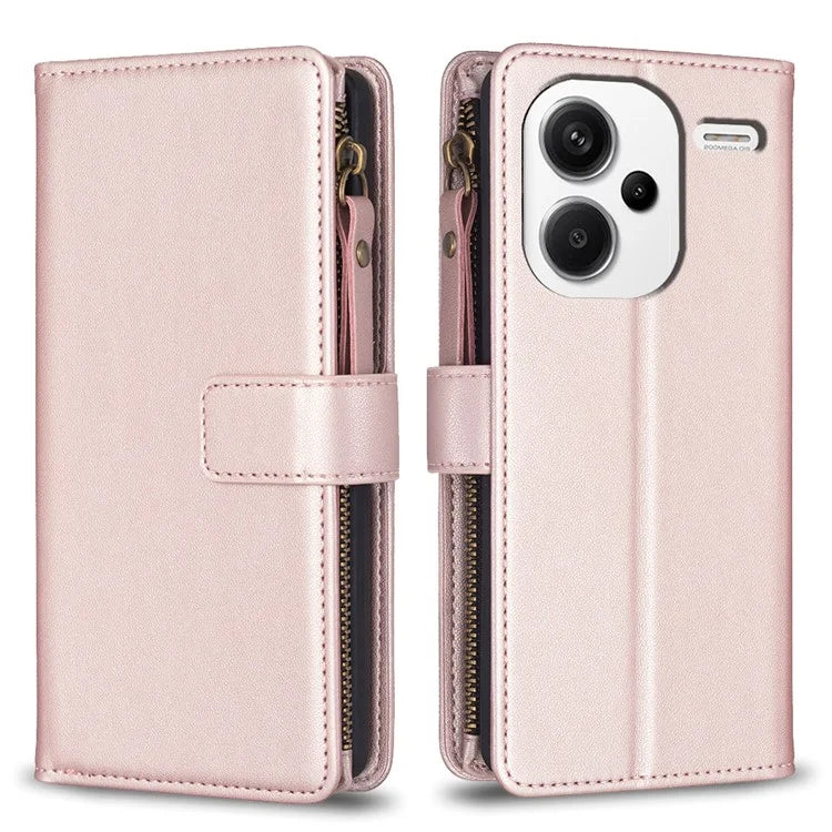 BF Style-19 for Xiaomi Redmi Note 13 Pro+ 5G Leather Wallet Case Zipper Pocket Stand Phone Cover