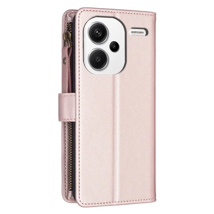 BF Style-19 for Xiaomi Redmi Note 13 Pro+ 5G Leather Wallet Case Zipper Pocket Stand Phone Cover
