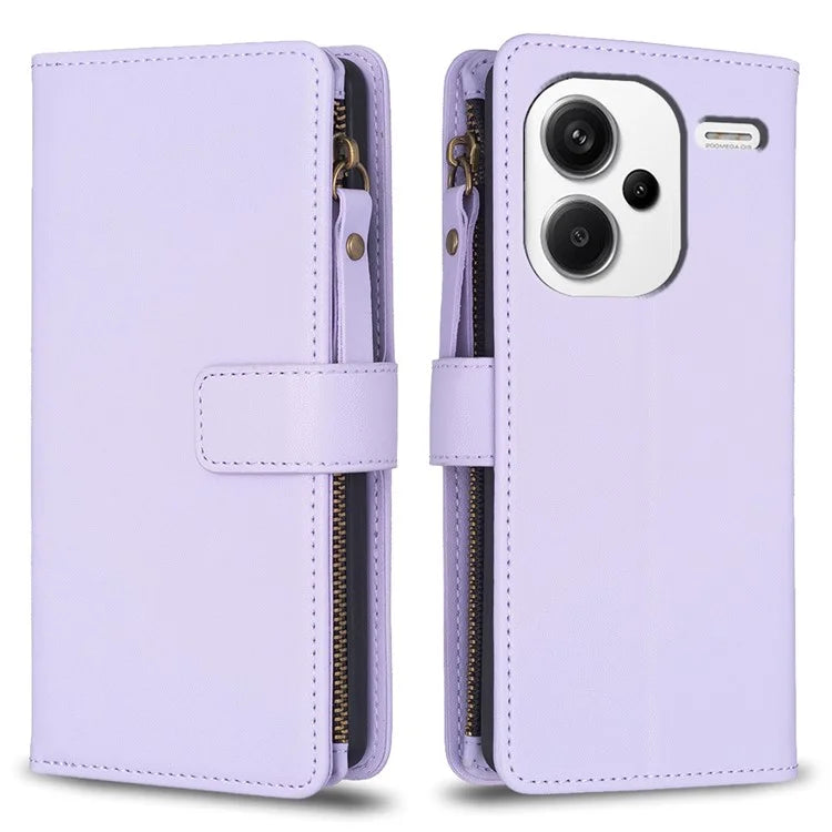 BF Style-19 for Xiaomi Redmi Note 13 Pro+ 5G Leather Wallet Case Zipper Pocket Stand Phone Cover