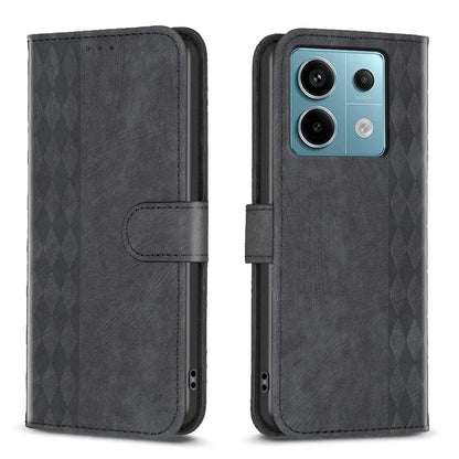 For Xiaomi Redmi Note 13 Pro 5G / Poco X6 5G Leather Case Grid Pattern Folio Wallet Phone Cover