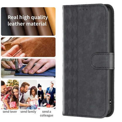 For Xiaomi Redmi Note 13 Pro 5G / Poco X6 5G Leather Case Grid Pattern Folio Wallet Phone Cover