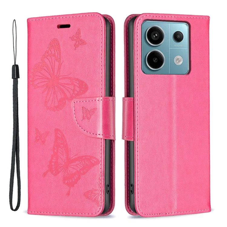 For Xiaomi Redmi Note 13 Pro 5G / Poco X6 5G Case Butterfly Imprinted PU Leather Phone Cover