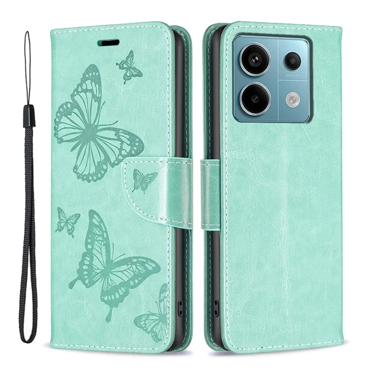For Xiaomi Redmi Note 13 Pro 5G / Poco X6 5G Case Butterfly Imprinted PU Leather Phone Cover