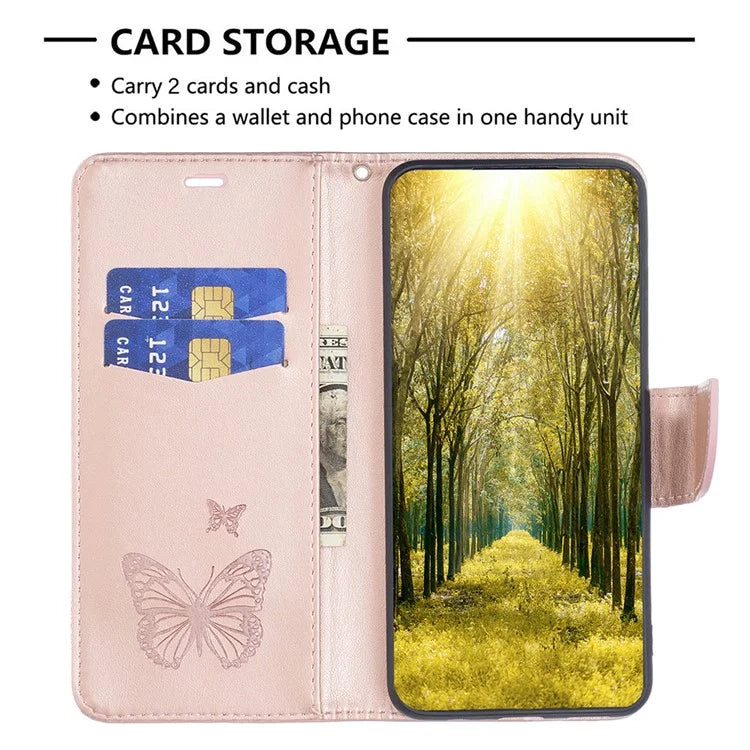For Xiaomi Redmi Note 13 Pro 5G / Poco X6 5G Case Butterfly Imprinted PU Leather Phone Cover Gold