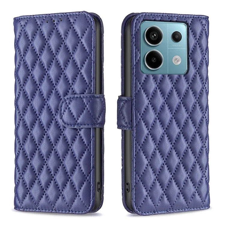 BINFEN COLOR BF Style-14 For Xiaomi Redmi Note 13 Pro 5G / Poco X6 5G Rhombus Case PU Leather Folio Flip Cover