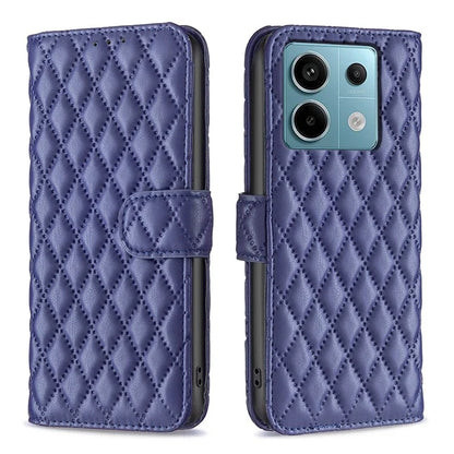 BINFEN COLOR BF Style-14 For Xiaomi Redmi Note 13 Pro 5G / Poco X6 5G Rhombus Case PU Leather Folio Flip Cover