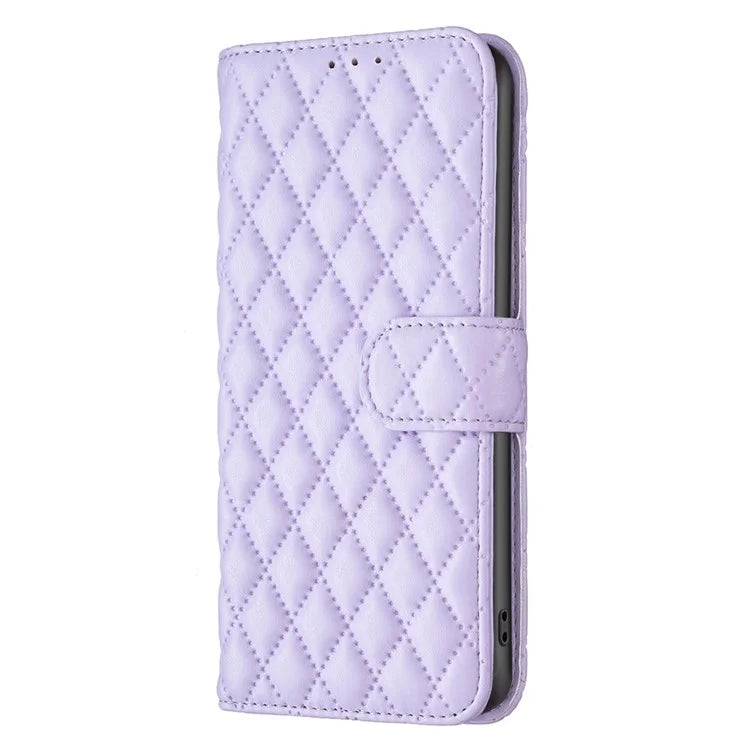 BINFEN COLOR BF Style-14 For Xiaomi Redmi Note 13 Pro 5G / Poco X6 5G Rhombus Case PU Leather Folio Flip Cover