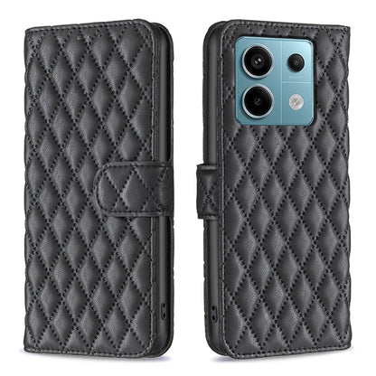 BINFEN COLOR BF Style-14 For Xiaomi Redmi Note 13 Pro 5G / Poco X6 5G Rhombus Case PU Leather Folio Flip Cover