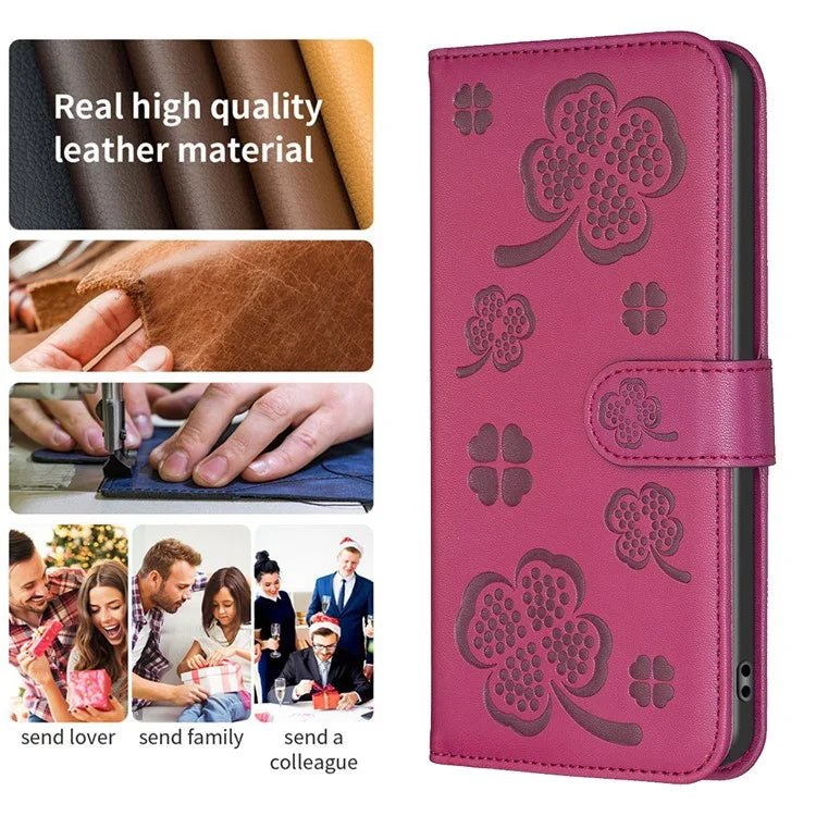 For Xiaomi Redmi Note 13 Pro 5G / Poco X6 5G Leather Case Lucky Clover Pattern Protection Shell Phone Cover