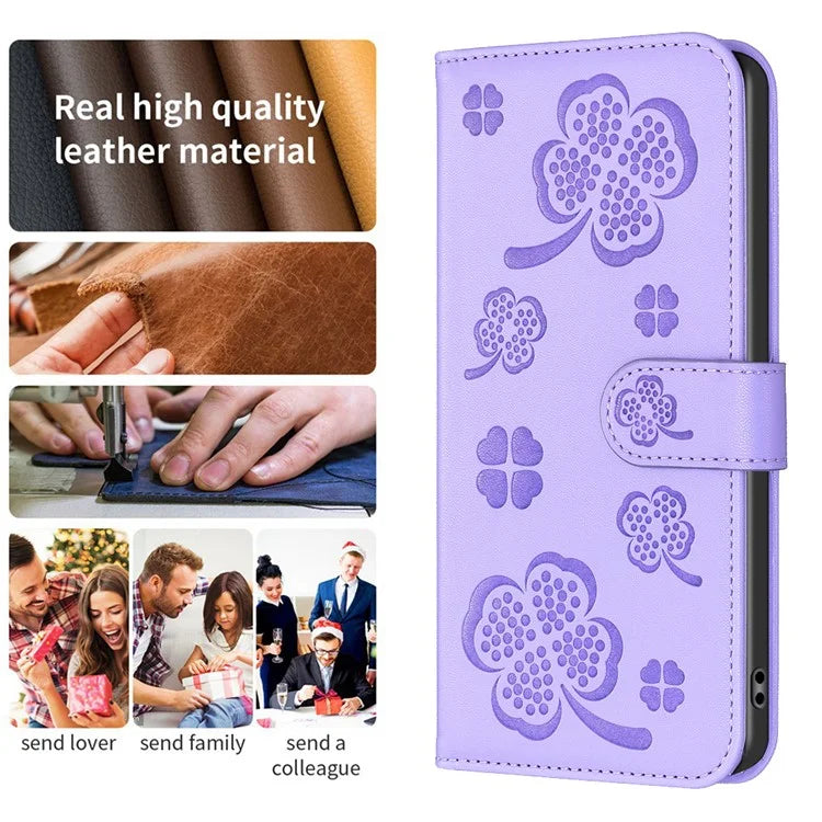 For Xiaomi Redmi Note 13 Pro 5G / Poco X6 5G Leather Case Lucky Clover Pattern Protection Shell Phone Cover