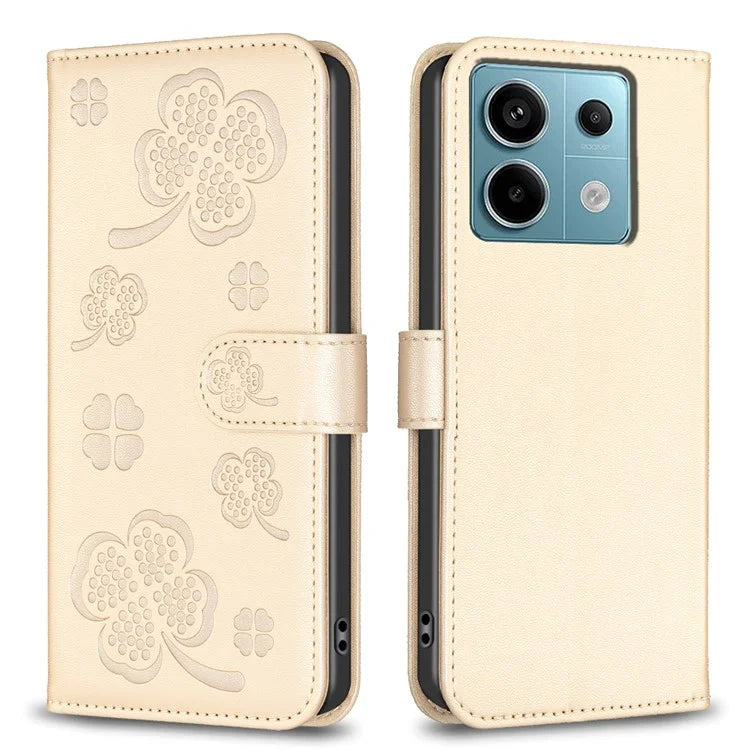 For Xiaomi Redmi Note 13 Pro 5G / Poco X6 5G Leather Case Lucky Clover Pattern Protection Shell Phone Cover