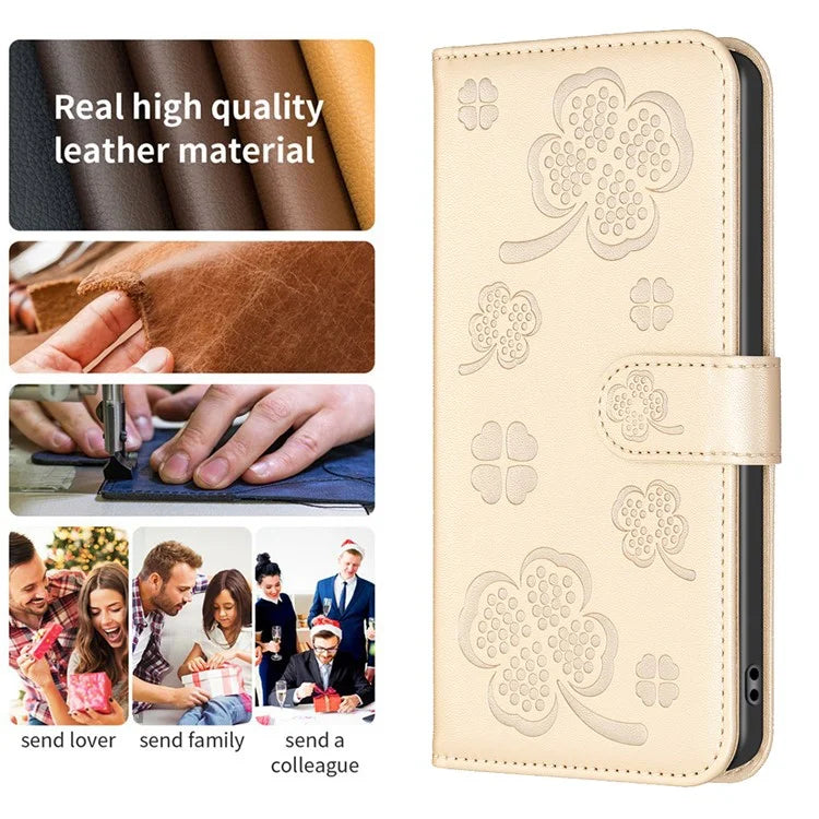 For Xiaomi Redmi Note 13 Pro 5G / Poco X6 5G Leather Case Lucky Clover Pattern Protection Shell Phone Cover