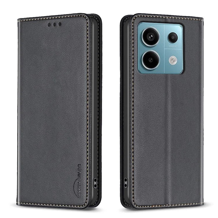 BINFEN COLOR BF18 For Xiaomi Redmi Note 13 Pro 5G / Poco X6 5G PU Leather Case Magnetic Auto-absorbed Phone Cover