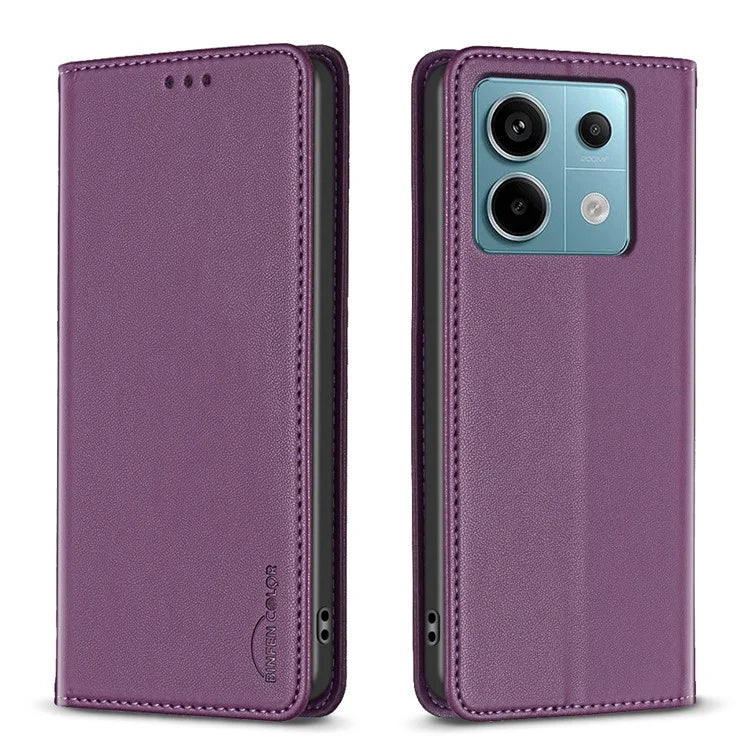 BINFEN COLOR BF18 For Xiaomi Redmi Note 13 Pro 5G / Poco X6 5G PU Leather Case Magnetic Auto-absorbed Phone Cover