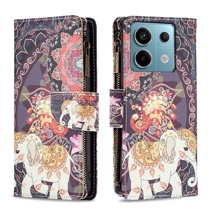 BF03 For Xiaomi Redmi Note 13 Pro 5G / Poco X6 5G Zipper Wallet Case PU Leather Pattern Printing Phone Cover