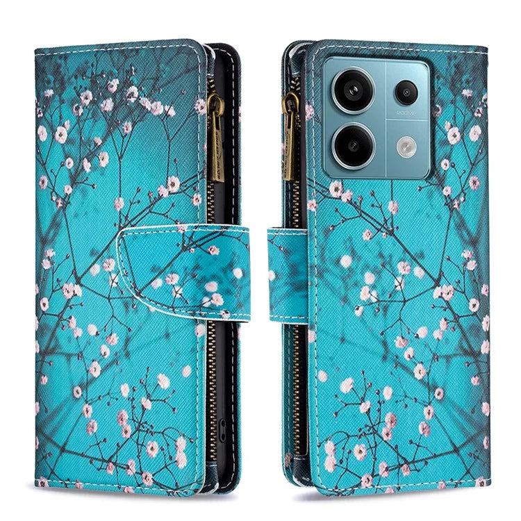 BF03 For Xiaomi Redmi Note 13 Pro 5G / Poco X6 5G Zipper Wallet Case PU Leather Pattern Printing Phone Cover