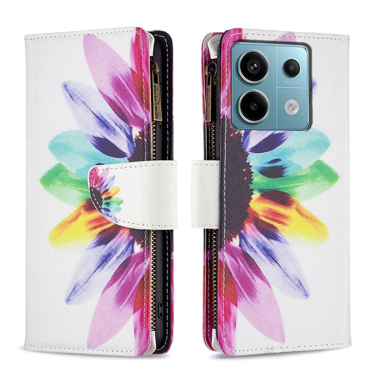 BF03 For Xiaomi Redmi Note 13 Pro 5G / Poco X6 5G Zipper Wallet Case PU Leather Pattern Printing Phone Cover
