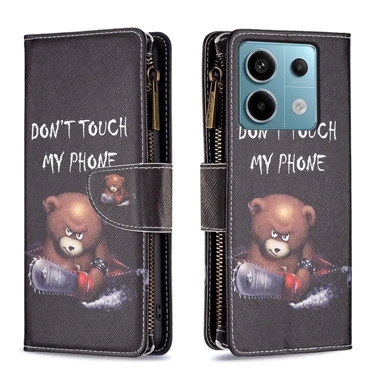 BF03 For Xiaomi Redmi Note 13 Pro 5G / Poco X6 5G Zipper Wallet Case PU Leather Pattern Printing Phone Cover