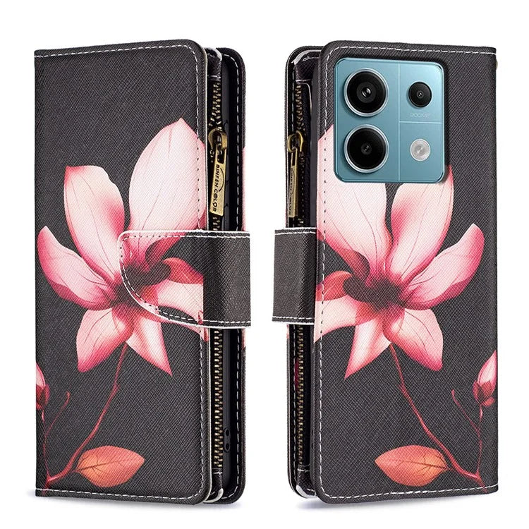 BF03 For Xiaomi Redmi Note 13 Pro 5G / Poco X6 5G Zipper Wallet Case PU Leather Pattern Printing Phone Cover