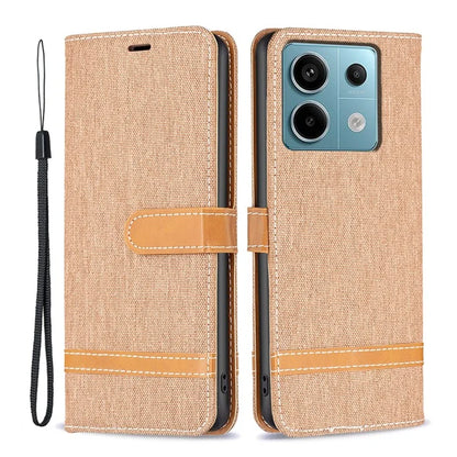For Xiaomi Redmi Note 13 Pro 5G / Poco X6 5G Case Jeans Cloth Splicing Leather Phone Cover