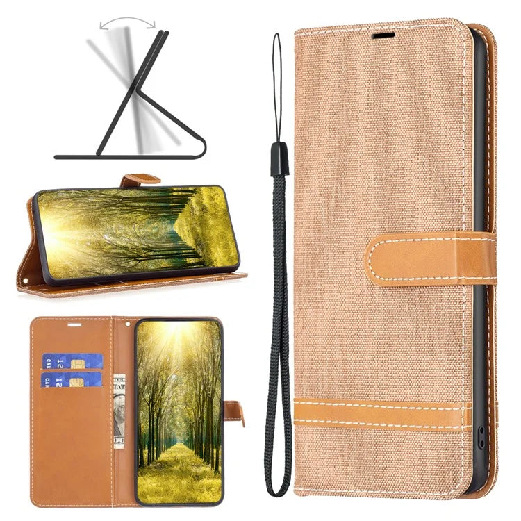 For Xiaomi Redmi Note 13 Pro 5G / Poco X6 5G Case Jeans Cloth Splicing Leather Phone Cover