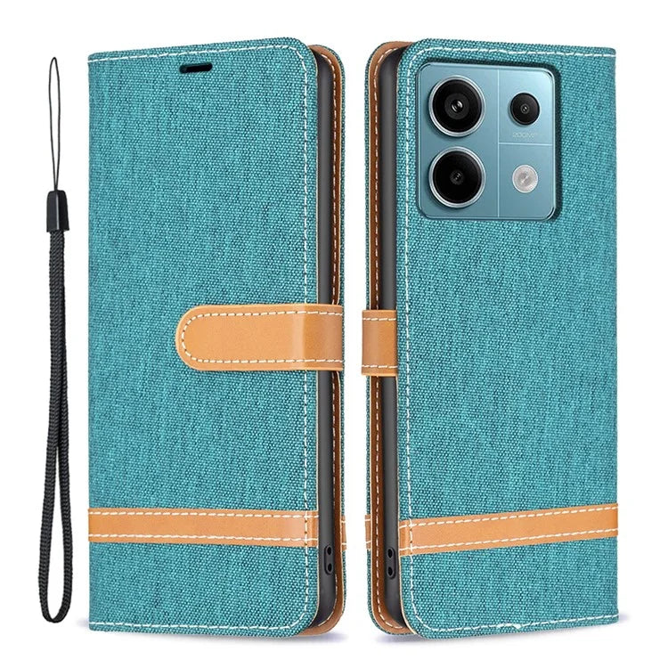 For Xiaomi Redmi Note 13 Pro 5G / Poco X6 5G Case Jeans Cloth Splicing Leather Phone Cover