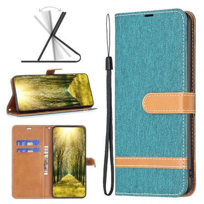For Xiaomi Redmi Note 13 Pro 5G / Poco X6 5G Case Jeans Cloth Splicing Leather Phone Cover