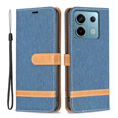 For Xiaomi Redmi Note 13 Pro 5G / Poco X6 5G Case Jeans Cloth Splicing Leather Phone Cover