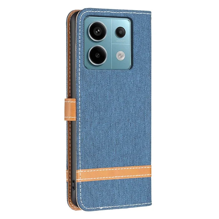 For Xiaomi Redmi Note 13 Pro 5G / Poco X6 5G Case Jeans Cloth Splicing Leather Phone Cover