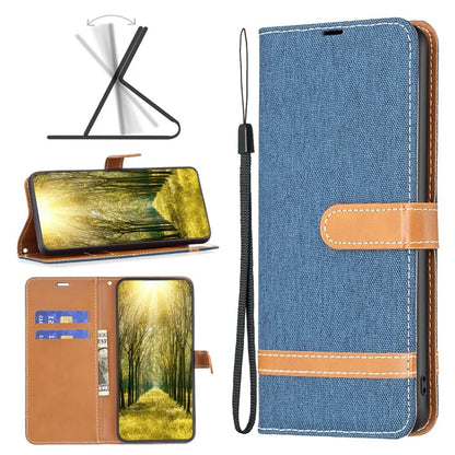 For Xiaomi Redmi Note 13 Pro 5G / Poco X6 5G Case Jeans Cloth Splicing Leather Phone Cover