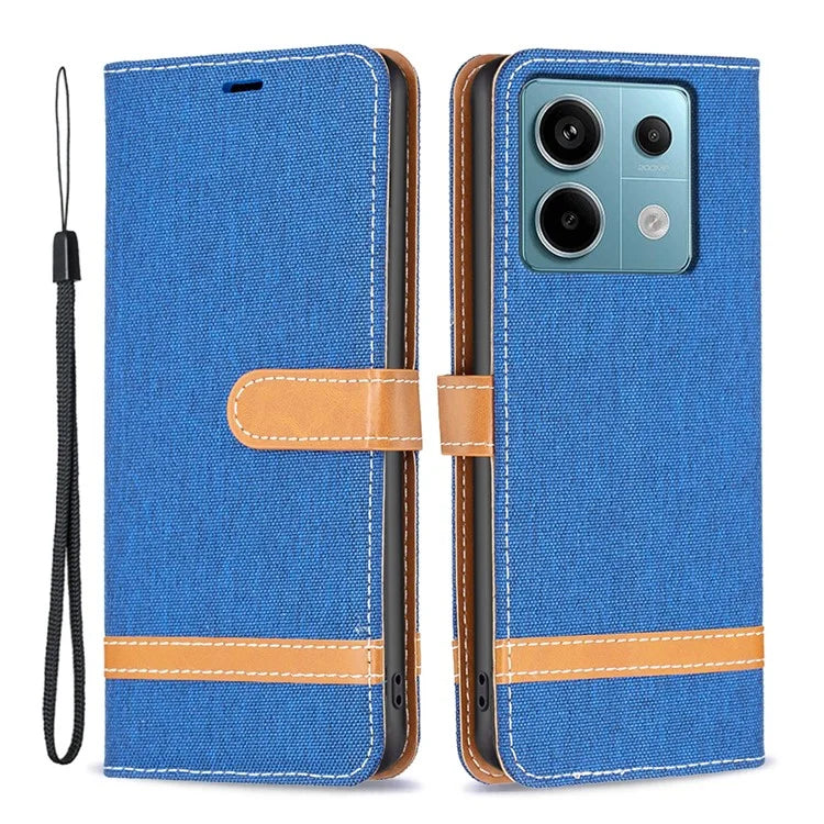 For Xiaomi Redmi Note 13 Pro 5G / Poco X6 5G Case Jeans Cloth Splicing Leather Phone Cover