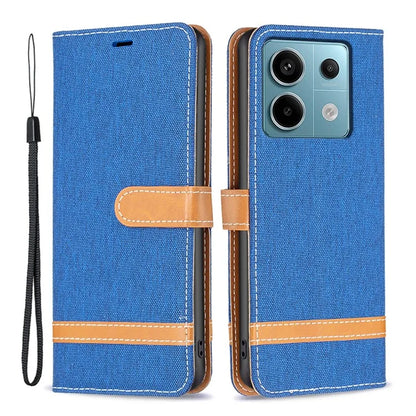 For Xiaomi Redmi Note 13 Pro 5G / Poco X6 5G Case Jeans Cloth Splicing Leather Phone Cover
