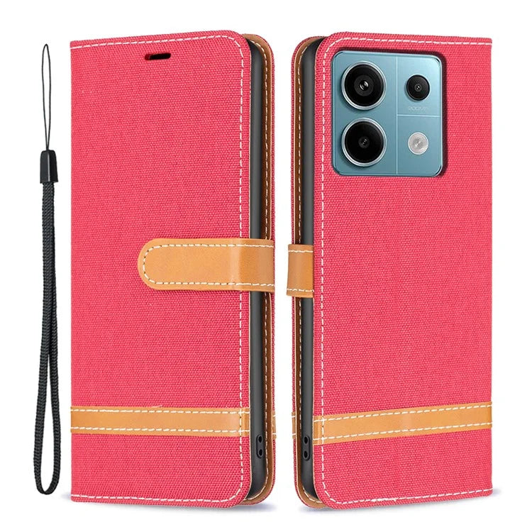 For Xiaomi Redmi Note 13 Pro 5G / Poco X6 5G Case Jeans Cloth Splicing Leather Phone Cover