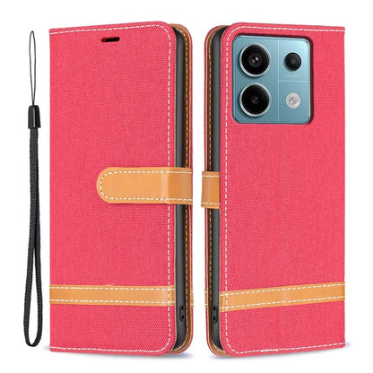 For Xiaomi Redmi Note 13 Pro 5G / Poco X6 5G Case Jeans Cloth Splicing Leather Phone Cover