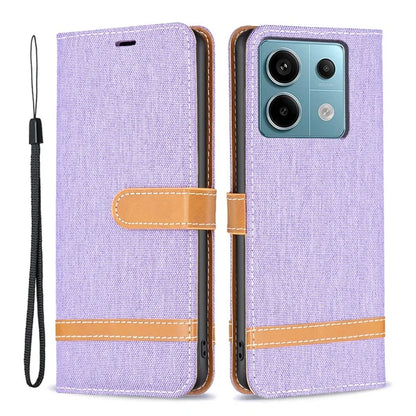 For Xiaomi Redmi Note 13 Pro 5G / Poco X6 5G Case Jeans Cloth Splicing Leather Phone Cover