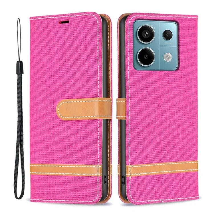 For Xiaomi Redmi Note 13 Pro 5G / Poco X6 5G Case Jeans Cloth Splicing Leather Phone Cover