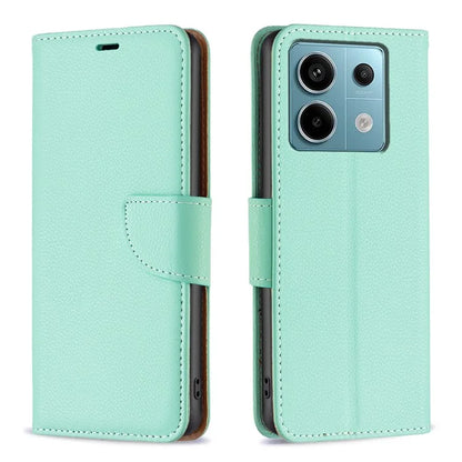 For Xiaomi Redmi Note 13 Pro 5G / Poco X6 5G Phone Case Solid Color PU Leather Stand View Cover Litchi Texture