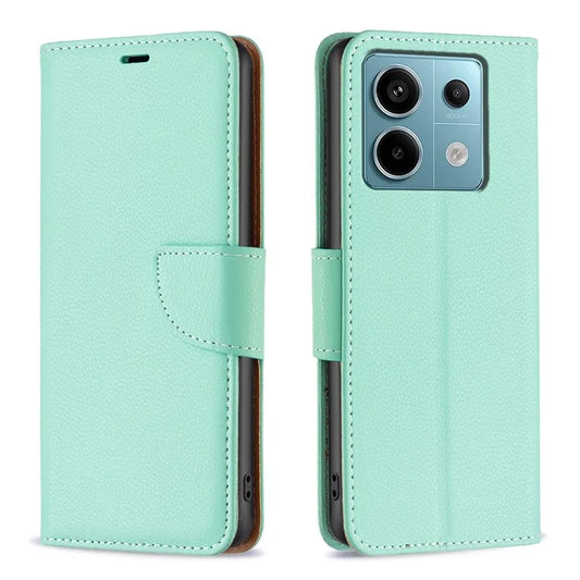 For Xiaomi Redmi Note 13 Pro 5G / Poco X6 5G Phone Case Solid Color PU Leather Stand View Cover Litchi Texture