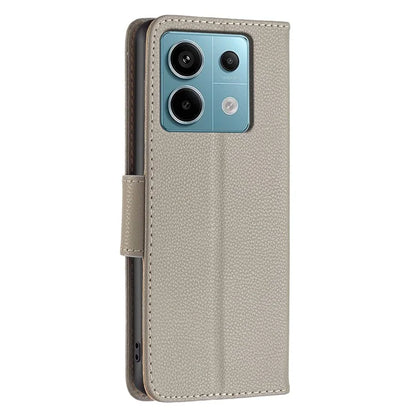 For Xiaomi Redmi Note 13 Pro 5G / Poco X6 5G Phone Case Solid Color PU Leather Stand View Cover Litchi Texture