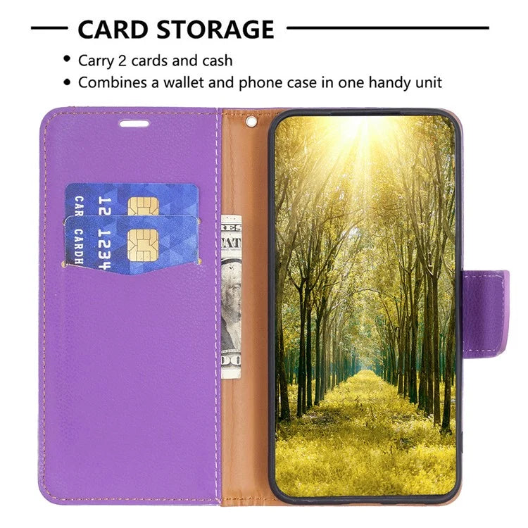 For Xiaomi Redmi Note 13 Pro 5G / Poco X6 5G Phone Case Solid Color PU Leather Stand View Cover Litchi Texture