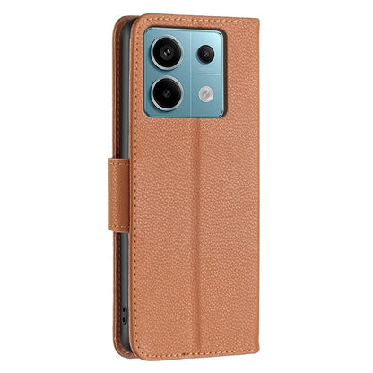 For Xiaomi Redmi Note 13 Pro 5G / Poco X6 5G Phone Case Solid Color PU Leather Stand View Cover Litchi Texture