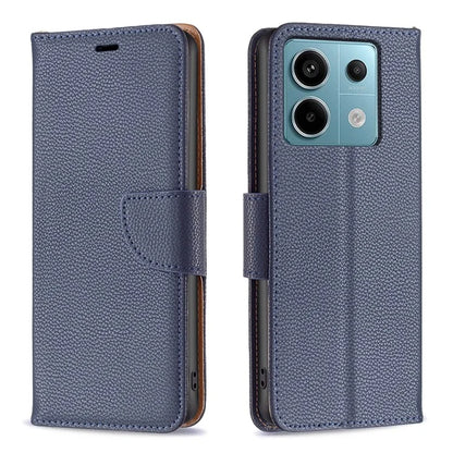 For Xiaomi Redmi Note 13 Pro 5G / Poco X6 5G Phone Case Solid Color PU Leather Stand View Cover Litchi Texture