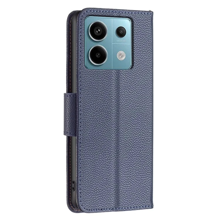 For Xiaomi Redmi Note 13 Pro 5G / Poco X6 5G Phone Case Solid Color PU Leather Stand View Cover Litchi Texture