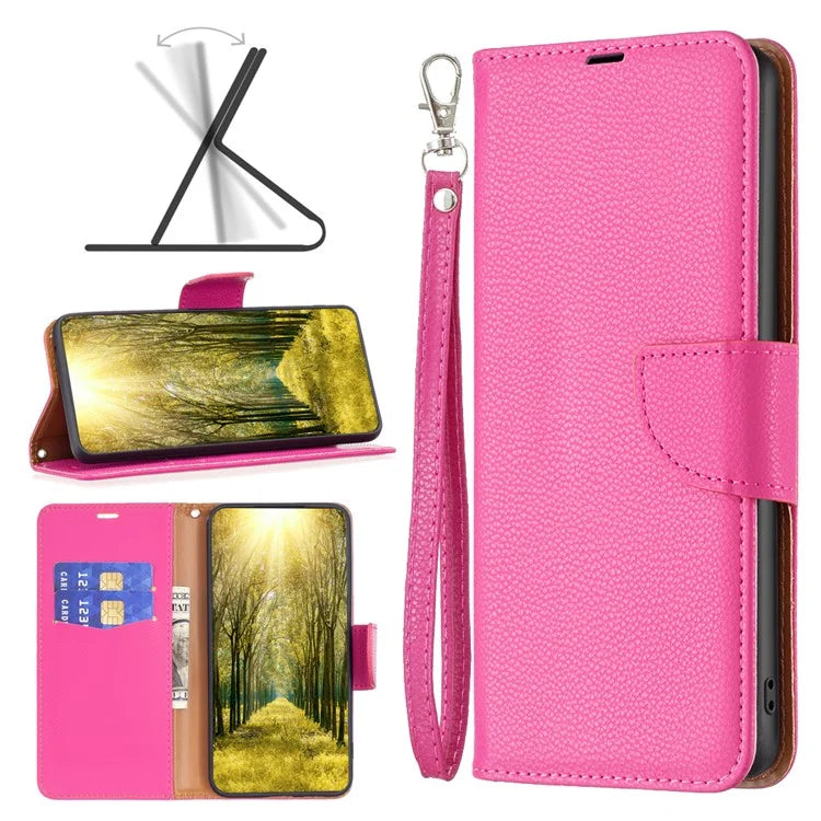 For Xiaomi Redmi Note 13 Pro 5G / Poco X6 5G Phone Case Solid Color PU Leather Stand View Cover Litchi Texture