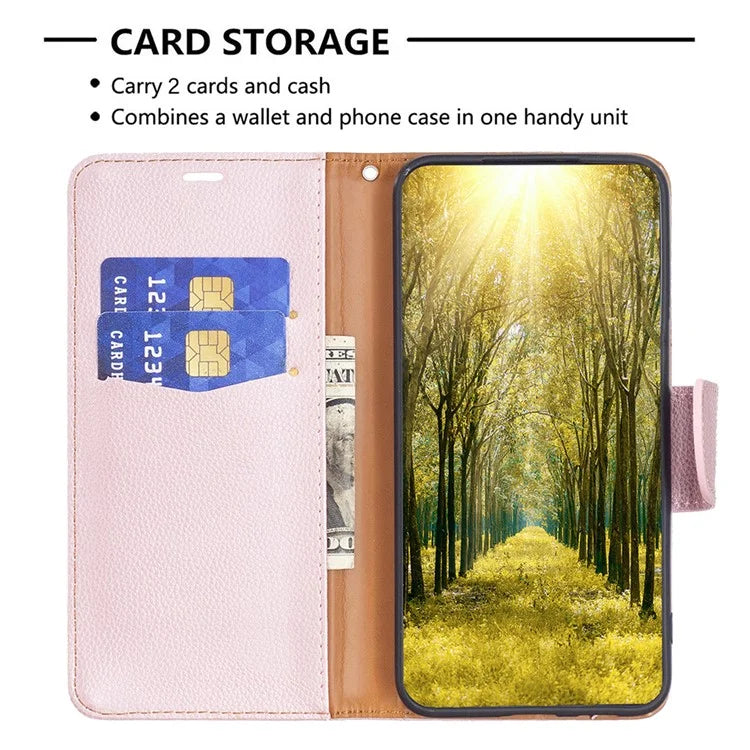For Xiaomi Redmi Note 13 Pro 5G / Poco X6 5G Phone Case Solid Color PU Leather Stand View Cover Litchi Texture Gold
