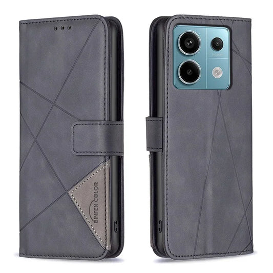 BINFEN COLOR BF05 For Xiaomi Redmi Note 13 Pro 5G / Poco X6 5G Phone Case PU Leather Cover Geometric Imprinted
