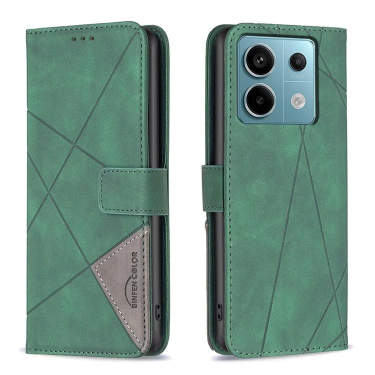 BINFEN COLOR BF05 For Xiaomi Redmi Note 13 Pro 5G / Poco X6 5G Phone Case PU Leather Cover Geometric Imprinted