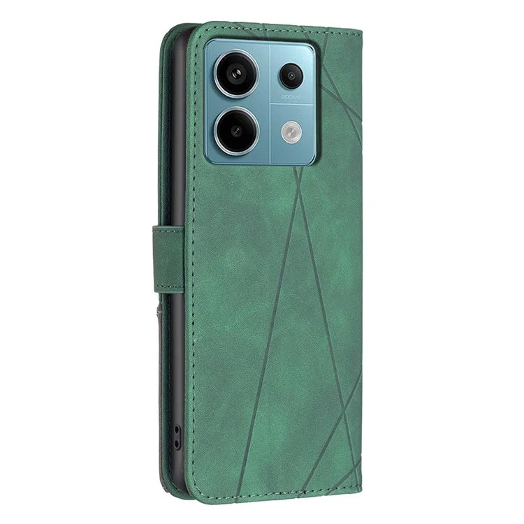 BINFEN COLOR BF05 For Xiaomi Redmi Note 13 Pro 5G / Poco X6 5G Phone Case PU Leather Cover Geometric Imprinted