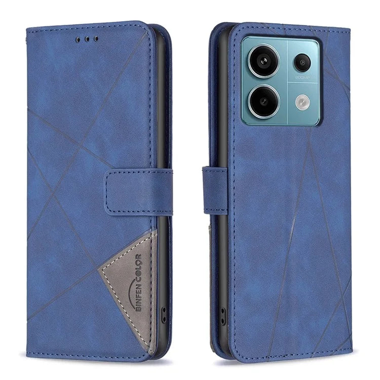BINFEN COLOR BF05 For Xiaomi Redmi Note 13 Pro 5G / Poco X6 5G Phone Case PU Leather Cover Geometric Imprinted